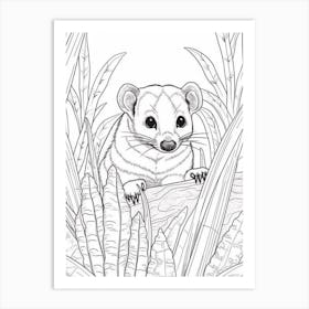 Line Art Jungle Animal Coati 4 Art Print