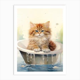 Ragamuffin Cat In Bathtub Bathroom 3 Art Print