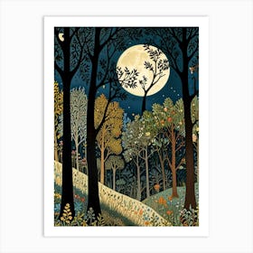 William Morris Moonlight In The Forest 81 Art Print