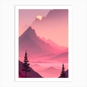 Misty Mountains Vertical Background In Pink Tone 56 Art Print