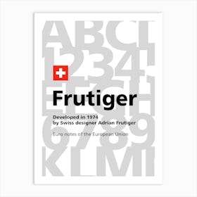 Frutiger font, 1974 — design typography poster 1 Art Print