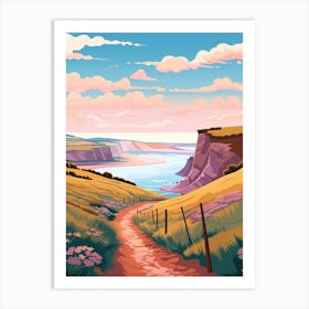 Jurassic Coast England Hike Illustration Art Print