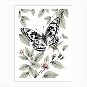 Butterfly And Flowers 4 Art Print