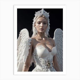Angel Lady, Angel Wings, Greek Goddess, Aesthetic Art, Portrait Art, Ai Generated Art Vol.8 Art Print