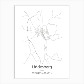 Lindesberg,Sweden Minimalist Map Art Print