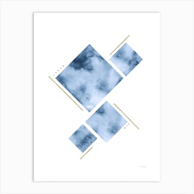 Puzzle In Blue Gold And Silver Art Print