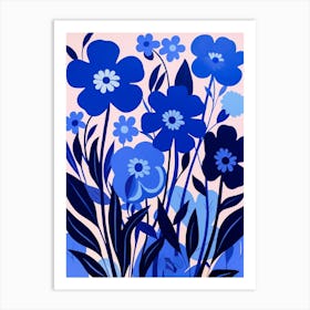 Blue Flower Illustration Forget Me Not 4 Art Print
