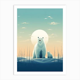 Icy Affection; Polar Bear Family Canvas Art Print