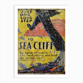 Vintage Travel Poster ― Just One Long Step To Sea Cliff 1 Art Print