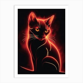 Cat In Flames Art Print