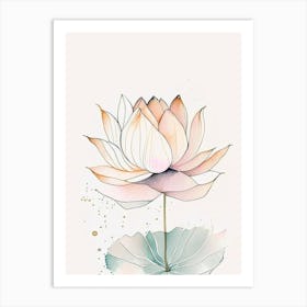 Lotus Flower Pattern Minimal Watercolour 2 Art Print