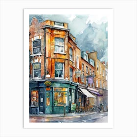 Camden London Borough   Street Watercolour 1 Art Print