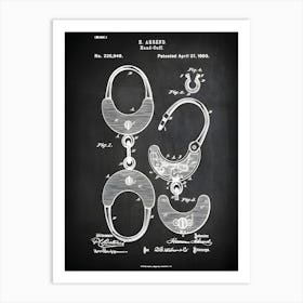 Handcuff Print Handcuff Decor, Handcuff Gift Police Handcuffs Patent Print Cop Hand Cuffs Handcuff Patent Handcuff Art Cp9491 Art Print