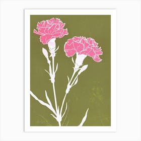 Pink & Green Carnation 1 Art Print