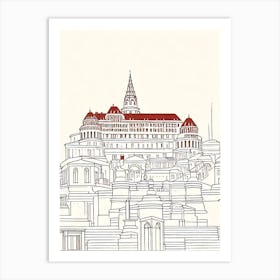 Buda Castle 2 Budapest Boho Landmark Illustration Art Print