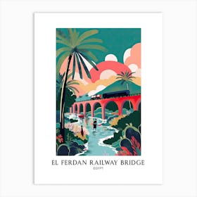 El Ferdan Railway Bridge Egypt Colourful 2 Travel Poster Art Print
