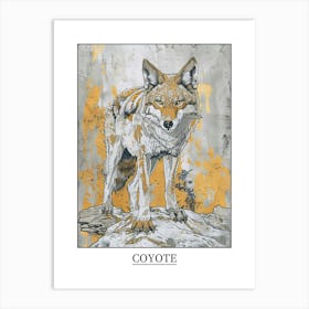 Coyote Precisionist Illustration 4 Poster Art Print