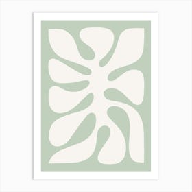 Minimal Abstract Retro Monstera Pastel Sage Green 2/2 Art Print