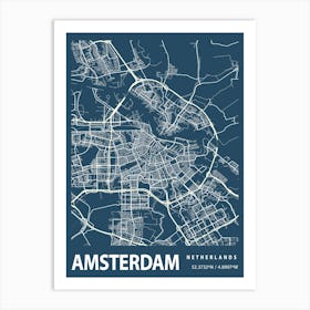 Amsterdam Blueprint City Map 1 Art Print