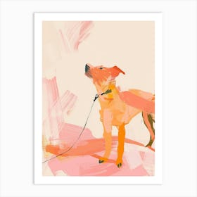 Dog On Leash Art Print