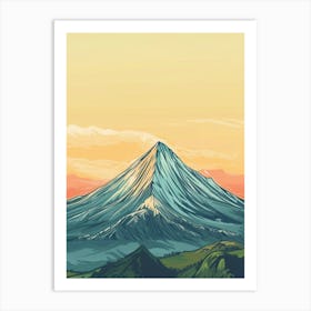 Mount Apo Philippines Color Line Drawing (2) Art Print