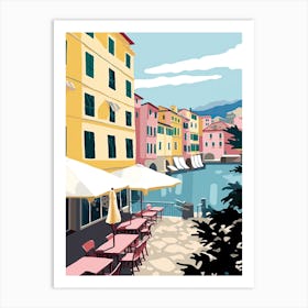 Portofino, Italy, Flat Pastels Tones Illustration 1 Art Print