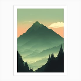 Misty Mountains Vertical Composition In Green Tone 34 Art Print