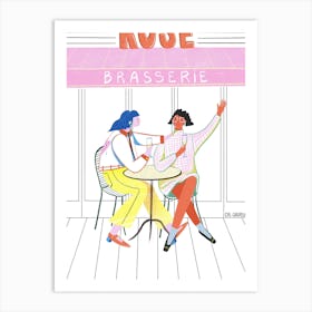 Brasserie Pink & White Art Print