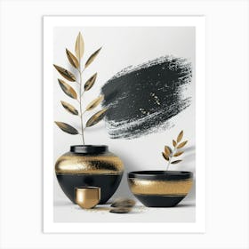 Gold And Black Vase 1 Art Print