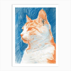 Orange And Blue Cat Art Print