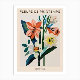 Spring Floral French Poster  Amaryllis 1 Art Print