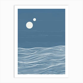 Moon And Waves 2 Art Print