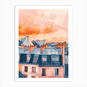 Paris Rooftops Morning Skyline 4 Art Print