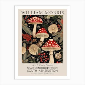 William Morris Prints Mushrooms Christmas Gift Winter Vintage Art Print