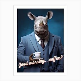 Rhino coffee morning 2 Art Print