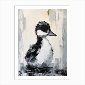 Minimalist Brushstroke Portrait Of A Duckling 2 Art Print