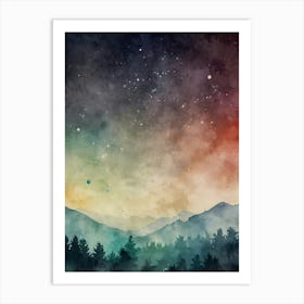 Watercolor Of Mountains 2 Art Print