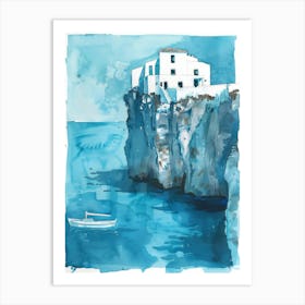 Blue House On The Cliff Art Print