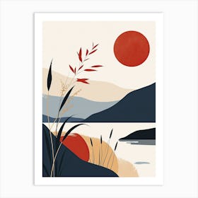 Sunset By The Lake, Hygge Art Print