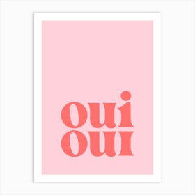 Oui Oui - Pink & Red Bathroom Art Print