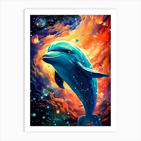 Dolphin In Space 1 Art Print