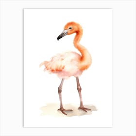 Baby Pink Flamingo Watercolour Nursery 1 Art Print