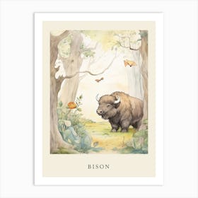 Beatrix Potter Inspired  Animal Watercolour Bison 1 Art Print