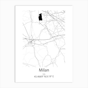 Milan,Italy Minimalist Map Art Print