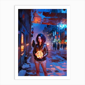 Girl In A City of magic Art Print