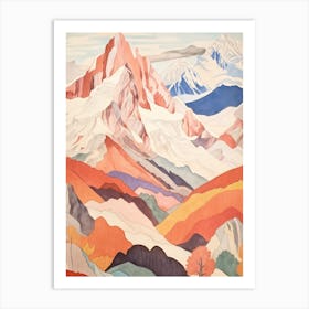 Alpamayo Peru 4 Colourful Mountain Illustration Art Print