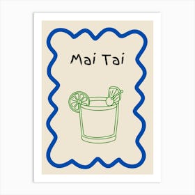 Mai Tai Doodle Poster Blue & Green Art Print