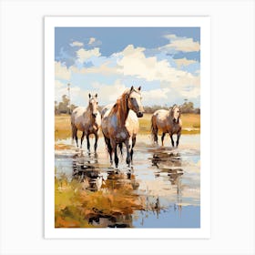 Horses Painting In Okavango Delta, Botswana 4 Art Print