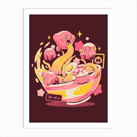 Pink Bowl - Cute Anime Pink Food Ramen Gift Art Print