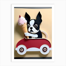 Boston Terrier In Car Art Print